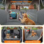 URPOWER Hard Bottom Dog Car Seat Cover, Back Seat Extender for Cars & SUVs | 400 lbs Support, 45% More Space, Waterproof, Mesh Window, Scratch Resistant, Non-Slip, Easy Care, Dog Seat Belt Included