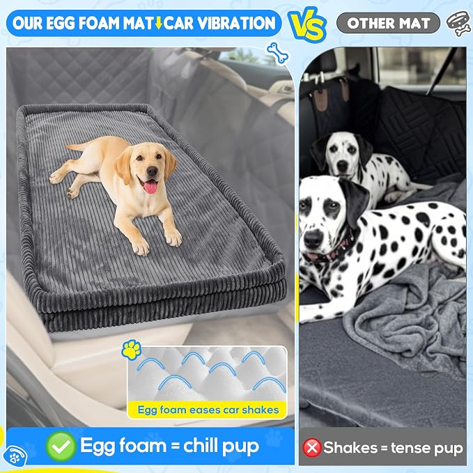 Loiion Dog Car Bed, Non-Slip Backseat Extender Pet Mat 50"x24.6" | Removable, Washable Dog Bed With Waterproof Liner Protects Car Seats, Anti-Slip Travel Bed For Dogs