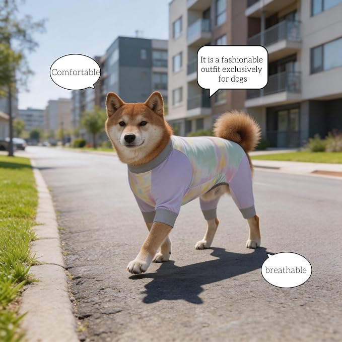 Dog Cooling Sun Protection Suit, Outdoor Fashion Onesie, UPF 50+ Lightweight Breathable Quick-Dry, Anti-Dirt & Anti-Shedding, Zipper Design for Easy Dressing Undressing (Lavender, Medium)