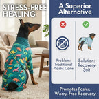Spark Paws Dog Surgery Recovery Suit – Dog Recovery Suit After Surgery, Anti-Lick Dog Onesie, Abdominal Wound Protector, Soft Cone Alternative for Spay Neuter Male Female Pet Recovery - Dinosaurs - S