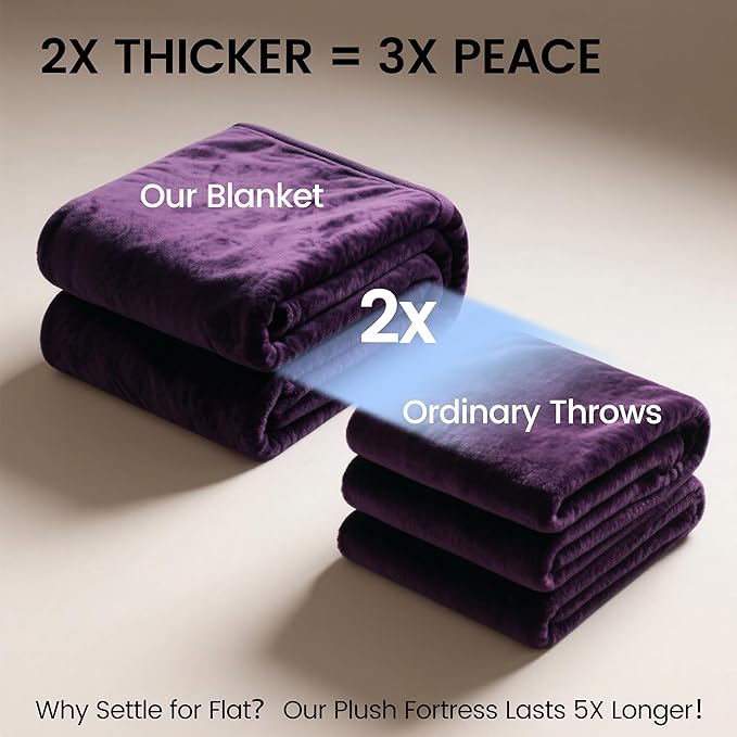 gogobunny Waterproof Bed Blanket, Reversible Sherpa Fleece Throw Blanket for Dog Puppy Cat, Furniture Cover Protects Bed Couch Sofa from Liquid Pee and Pet Fur (Dark Purple, 90x108 inches)