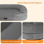 Dwanton Orthopedic Dog Bed for Extra Large Dogs with Gel Memory Foam, Waterproof Dog Sofa, Washable Pet Bed with Four Sided Bolster Cushion, Removable Cover & Non-Slip Bottom, 45", Medium Grey