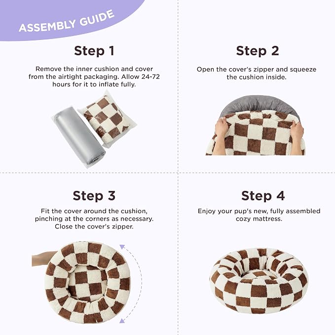 LE SURE Shown on TV Jacquard Donut Dog Beds Large Sized Dog,Brown 36x36x8in | Orthopedic Calming Pet Bed Sofa, Original Design Pattern,Washable Cover,Cute Home Decor as Gift for Pet,Anti Slip Bottom