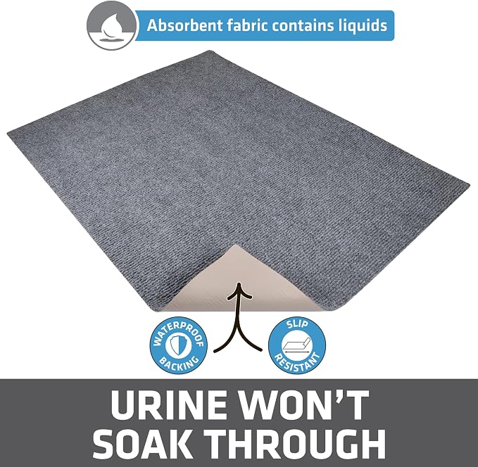 Drymate Cat Litter Box Mat, Litter Trapping Mat, Grey, 36x47 Jumbo XXL | Waterproof, Urine-Proof, Absorbent, Machine Washable, Soft on Paws, Contains Mess, Protects Floors, Kitten Supplies, USA Made