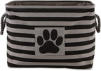 Bone Dry Pet Storage Collection Striped Paw Patch Bin, Black, Large Rectangle