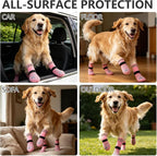 EXPAWLORER Dog Socks for Hot Pavement to Prevent Licking Paws, Non-Slip Dog Grippy Booties Shoes for Hardwood Floors, Traction Control Boots & Paw Protectors for Small Medium Large Senior Dogs Pink L
