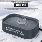 1.45 Gal/5.5L Heated Water Bowl, Extra Large Heated Dog Bowls for Outside, Safety Listed Heated Pet Bowl with Anti-Chew Cord for Dog & Cat Drinking Water in Winter, BPA-Free, Anti-Slip Base(Grey)