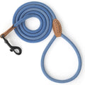 Mile High Life Thin Small Dog Leash with Genuine Leather Connection | Rope Leash, Heavy Duty 360° Swivel Metal Clasp, for Small Medium & Large Dogs (Blue White, 60 Inch)