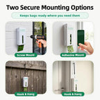URSPET Dog Poop Bag Dispenser with 4 Rolls, Wall Mount Pet Waste Holder | Stick-On or Screw-On, Viewing Window, Easy Bag Pull, Flip-Top Refill, 60 Bags Included, Indoor and Outdoor Use