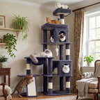 68 Inches Heavy Duty Cat Tree for Indoor Cat, Big Cat Tower | Cat Houses & Tree Tower with 2 Condos, Sisal Scratching Posts & Large Platform for Indoor Cats Large Adult, Dark Grey