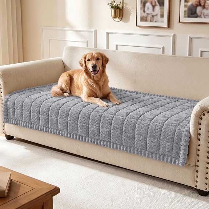 Smiry Couch Cover for Dogs, Non Slip Fuzzy Pet Sofa Covers Washable | Sofa Slipcovers for 3 Cushion Couch, Soft Thick Furniture Protector for Cats Dogs, Against Fur, Dirt, Scratch (35.4"x70.9")