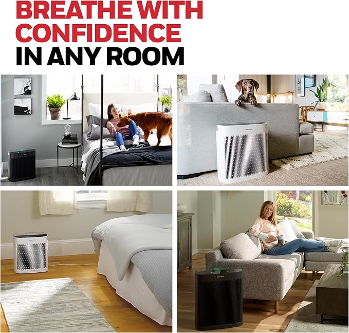 Honeywell HEPA Air Purifier for Home and Small-Medium 938 Ft² Rooms, White | Powerful HEPA Filtration with Quiet, Clean, Turbo and Auto Modes, Reduces Allergens, Dust, Pollen, Pet Dander, Odors, Smoke
