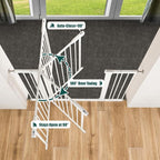 keny 36" Extra Tall Baby Gate for Doorways, Fits 29.7" to 46" Openings | Auto Close Pressured Mounted Dog Gate for Stairs, No Drilling Easy Install Pet Gate, White