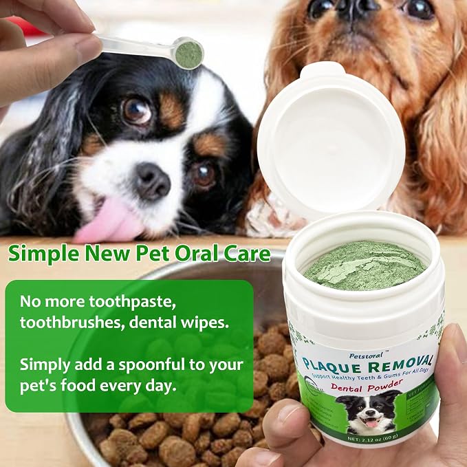 Petstoral 2-Pack Natural Dog Dental Powder for Plaque Removal | Helps Reduce Plaque, Supports Healthy Teeth & Gums, Freshens Breath, Daily Dental Care for All Dogs