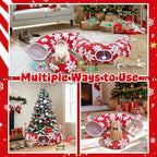 OurWarm Cat Tunnel Christmas Tree Skirt, Red Snowflake Cat Donut Tunnel Under Christmas Tree with Washable Mat & 11Pcs Cat Toys Interactive, Soft Plush Peekaboo Cave Bed for Indoor Cats Small Animals