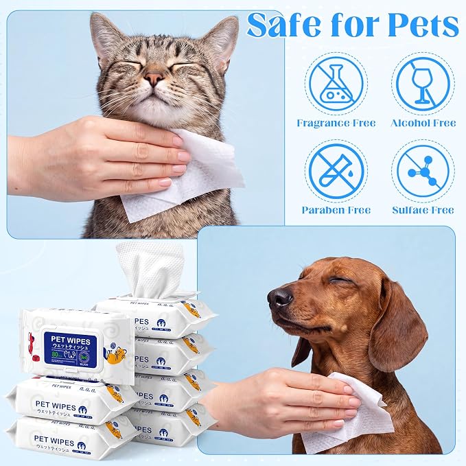 Irenare 13 Pack / 1040 Count Pet Wipes for Paws Butt, 5 x 7 in for Travel | Puppy Dog Cats Wipes Bulk, Cleaning Deodorizing, No-rinse, Fragrance Alcohol Free, Bathing Grooming for Face Eye Ear