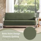 Boho Quilted Grand Sofa Covers Washable, Couch Cover for Grand Sofa, Soft Cozy Couch Protector for 4 Cushion Couch, Oversized Grand Sofa Slipcovers Waterproof (Grand Sofa 88", Olive Green)
