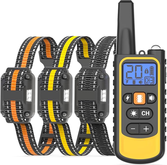 3 Pack Dog Training Collar – Remote Dog Shock Collars with Beep, Vibration and Safe Shock Modes, Rechargeable IP67 Waterproof E-Collars for Small, Medium & Large Dogs with LED Night Light