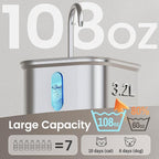 Cat Water Fountain Stainless Steel, 108oz/3.2L with 1 Filter | Auto Shut Off, Quiet Pump, Water Level Indicator, Dry-Run Protection, Large Square Pet Water Dispenser for Cats and Dogs