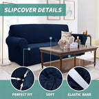 YEMYHOM Couch Cover Latest Jacquard Design High Stretch Sofa Covers for 2 Cushion Couch, Pet Dog Cat Proof Loveseat Slipcover Non Slip Magic Elastic Furniture Protector (Loveseat, Navy)