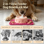 Slow Feeder Dog Bowls with Rolling Ball & Lick Mat for Dogs and Cats | 550ML Anti-Slip Dog Lick Bowl for or Large/Medium/Small Dogs and Cats Slow Feeding & Oral Hygiene, for Liquid and Thick Treat