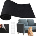 Cat Scratching Climbing Carpet Mat, Self-Adhesive Couch Furniture Protector | Trimmable, DIY Cat Scratch Post Covered Pad Replacement for Tree Shelf Steps Couch Corner Wall (Black, 78.7x15.8Inch)