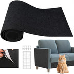 Cat Scratching Climbing Carpet Mat, Self-Adhesive Couch Furniture Protector | Trimmable, DIY Cat Scratch Post Covered Pad Replacement for Tree Shelf Steps Couch Corner Wall (Black, 78.7x15.8Inch)
