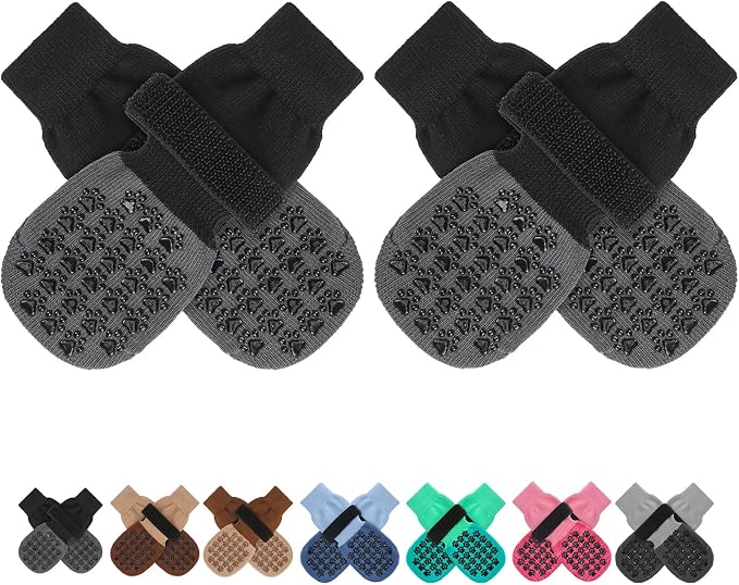 SCENEREAL Dog Socks to Prevent Licking Paws for Hot/Cold Pavement Anti Slip, Dog Shoes for Hardwood Floors, Dog Boots & Paw Protectors with Grippers for Small Medium Large Senior Dogs