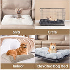 EHEYCIGA Fluffy Dog Crate Bed for Extra Large Dogs, Plush Faux Fur Crate Pad, Calming Anti Anxiety XL Dog Bed, Washable Soft Warm Crate Mat with Non-Slip Bottom, Taupe