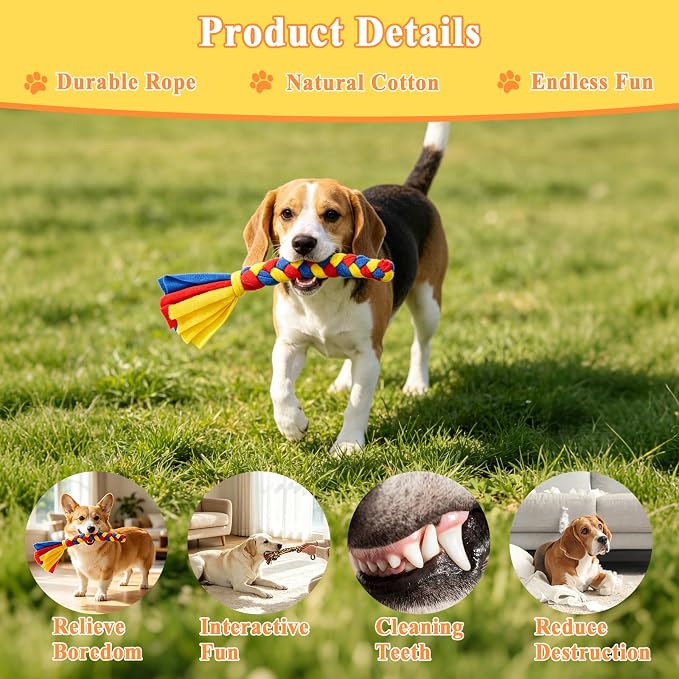 Flirt Pole for Dogs, Heavy Duty Dog Teaser Wand with 3 Replacement Rope | Interactive Tug of War Chase Toy for Small Medium Large Dogs Portable Outdoor Exercise Training Play Equipment