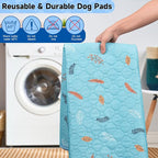 Sunheir Washable Pee Pads for Dogs 2-Pack Reusable Puppy Pads Pet Training Pads, Waterproof Dog Pee Pads for Crate, Whelping Pad, Non-Slip Protects Against Urine Leakage (Leaves - Sky Blue, 31x36)