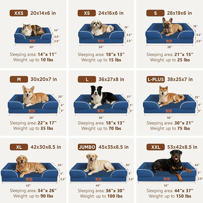 Comfort Expression Orthopedic Dog Bed for Medium Size Dog with Bolster | Waterproof Dog Couch Bed with Washable Cover & Non-Slip Bottom, Supportive Egg Crate Foam Medium Pet Bed, 30x20 Inch