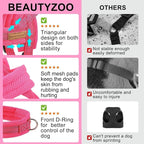 BEAUTYZOO Dog Harness for Small Dogs, No Pull Dog Harness and Leash Set, Soft Escape Proof Puppy Vest Harness with Handle, Reflective Lightweight Step in Harness for Girl Boy Dogs, Pink S