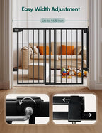 Babelio Extra Wide No Bottom Bar Baby/Dog Gate, 28" H, 29.7-46.5" W, Black | Hardware Mount Pet Gate for Indoor Doorways and Hallways with Auto Close, Stay-Open, Wide Walk-through Door, Easy Install