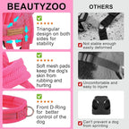 BEAUTYZOO Dog Harness for Large Dogs, No Pull Dog Harness and Leash Set, Soft Escape Proof Puppy Vest Harness with Handle, Reflective Lightweight Step in Harness for Girl Boy Dogs, Pink L