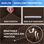 MAXIJIN Super Stretch Couch Cover for 3 Cushion Couch, 1-Piece Universal Sofa Covers Living Room Jacquard Spandex Furniture Protector Dogs Pet Friendly Fitted (Extra Large, Coffee)