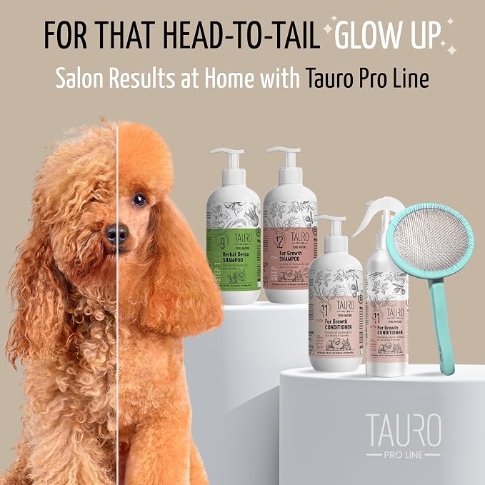 Tauro Pro Line Deshedding Wooden Brush for Dogs & Cats, Medium (M), Mint | Dematting & Detangling, for Mid-Length to Long Coats, Round Flexible Cushion, Ideal for Cocker Spaniels