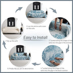MYSKY HOME Couch Cover for Sectional Sofa Set Sage Geometric Furniture Sofa Cover Washable for Dog Cat Pets Couch Cover 3 Seat Sofa Chenille Couch Protector Multi-Use Couch Covers Blanket,71" X134"