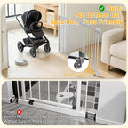23.8"-60.6" Extra Wide Baby Gate for Stairs, Metal Pet Dog Gate for Doorways Indoor, 2 Installation Positions, Hardware Mount, 29.1”H Walk Through Safety Child Gate for Kids Toddler, White