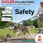 Hands Free Dog Leash, 240LB Heavy Duty Retractable with Partitioned Pouch Adjustable Waist Belt for Walking Running Jogging Hiking Biking Training for Medium/Large 25-120LBS Dog(Not for＜25LBS)