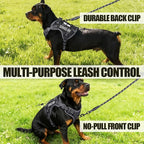 Service Dog Tactical Vest Harness and Leash Set Large Sized Dog Emotional Support- Tactical Dog Harness Training Collar with Name (Black, L)