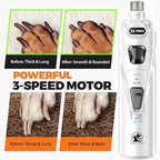 Whisper Quiet Dog Nail Grinder Safe & Stress-Free for Sensitive Dogs Cats | 4 LED Lights,3 Grinding Bits, 3-Speed, Pet Nail Trimmers, Rechargeable Painless Grooming Kit for All Breeds & Sizes