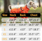 Mile High Life Waterproof Dog Raincoat, Full Coverage Small Dog Rain Coat with Harness, Adjustable 4 Legs Puppy Rain Jacket with Reflective Strip and Elastic Cuffs (Orange, M Back Length 14.6")