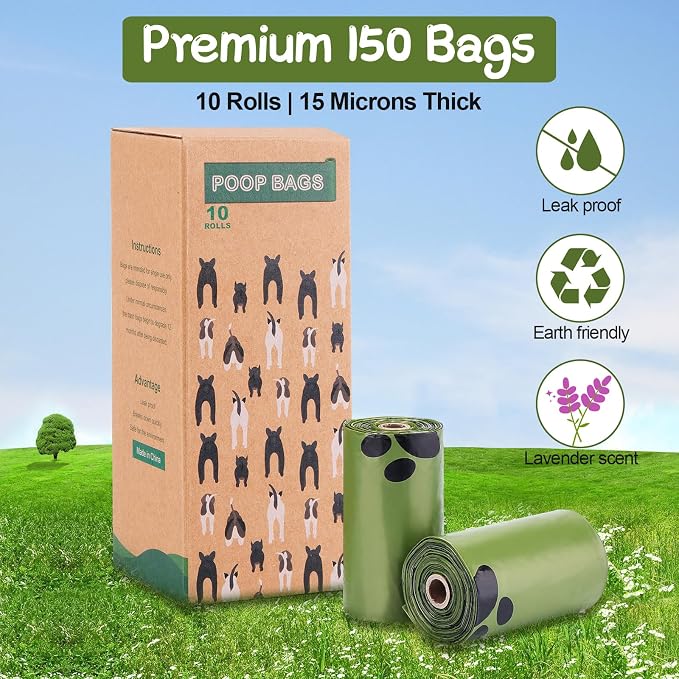 Ownpets Ultra Thick Lavender-Scented Dog Waste Bags, Leak-proof Large Pet Poop Bags for Dogs, 150 Count | Large 0.7lb capacity for big dogs, Extra strong HDPE material, Fits all dispenser, Odor maskings