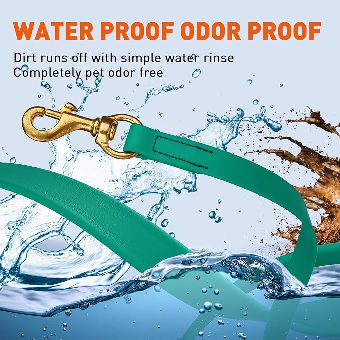 Viper Biothane K9 Working Dog Leash Waterproof Lead for Tracking Training Schutzhund Odor-Proof Long Line with Solid Brass Snap for Puppy Medium and Large Dogs, 20ft Teal