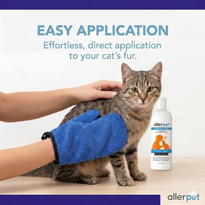Allerpet Cat Dander Remover w/Free Pair of Grooming Gloves & Mitt (12oz)