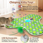 Sofolor Interactive Cat Toy, Automatic Cat Toys for Indoor Cats, Hide and Seek Cat Toy with Motion Activated, Moving Feather, Chirping, USB Rechargeable