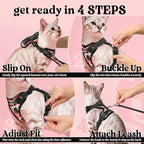 rabbitgoo Cat Harness and Leash Set, Escape Proof Vest, Berry Pounce | Soft Breathable Mesh, Easy Adjustable Fit, Snap Buckles, Sturdy Clip, Reflective Strips, for Small & Average Cats Walks, Xs