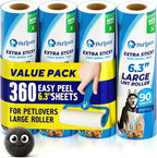 PetLovers 6.3" Extra Sticky Lint Roller 4 Pack of Large Refills Only - No Handle Included - 90 Sheets Per Refill 360 Sheets Total 4 Pack