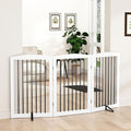 PUPETPO Freestanding Pet Gate for Dogs, Foldable Wooden Dog Gate for House Indoor, Tall Pet Fence for Stair, Doorway,Hall, Support Feet Included, 3 Panels 32",White